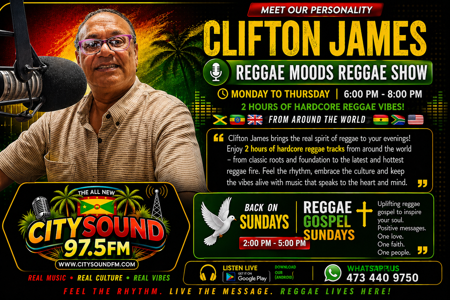 Clifton James, host of Reggae Moods and Reggae Gospel Sundays